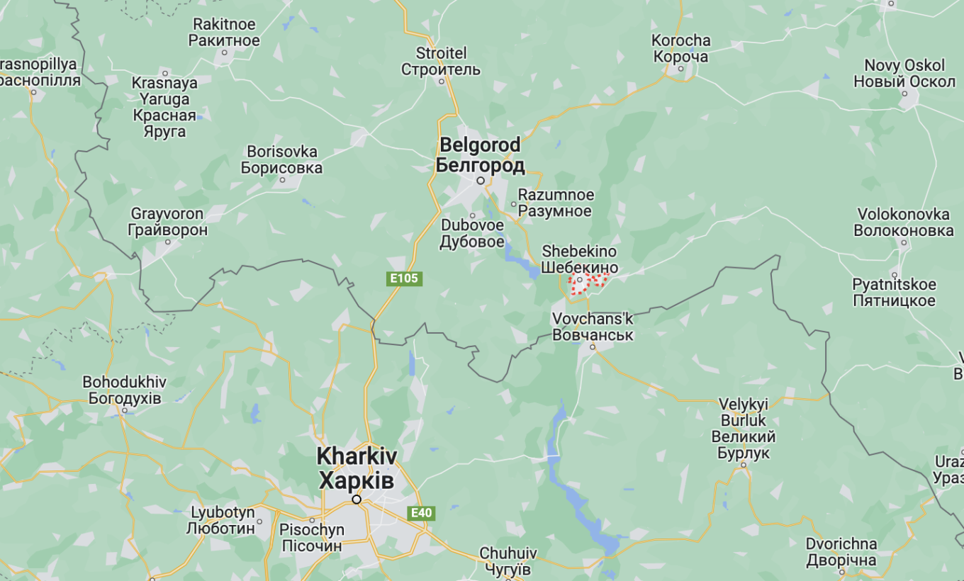 Shebekino, yang terletak tepat di seberang perbatasan dari posisi pasukan Ukraina, menghadapi serangan intensif dalam beberapa pekan terakhir.  maps.google.com