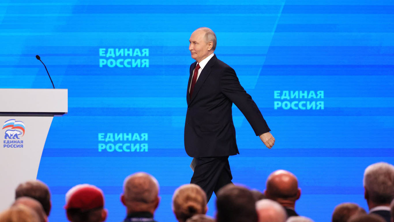 President Vladimir Putin at the 22nd congress of the United Russia party on Sunday. kremlin.ru
