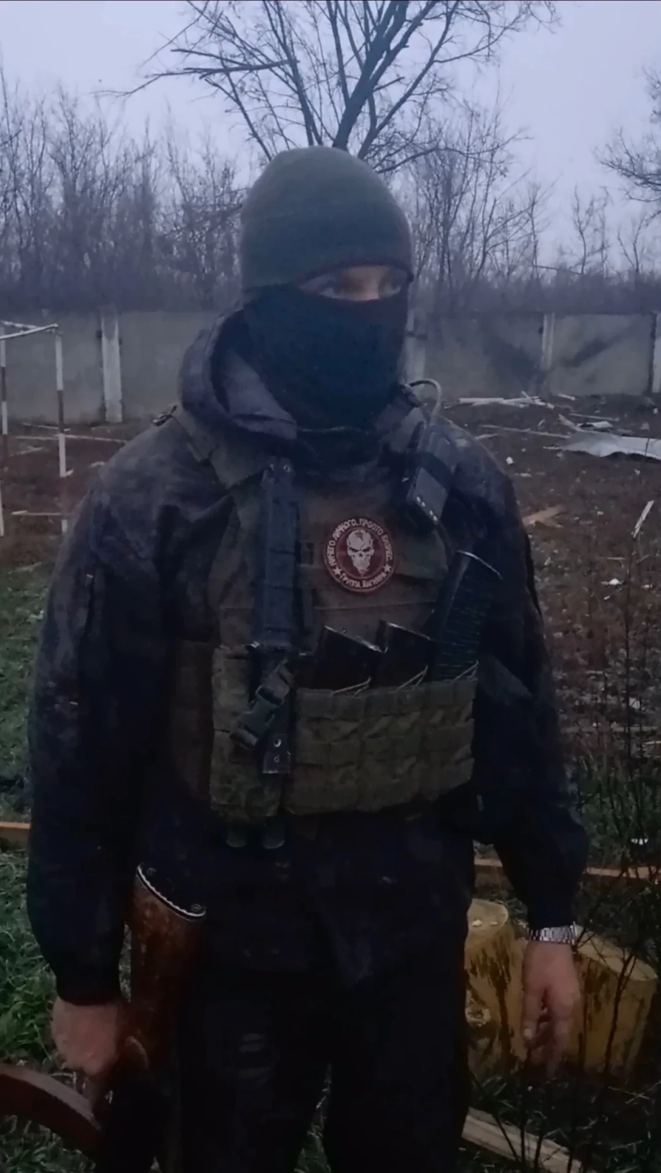 A photo of Roman in the outskirts of Bakhmut. Personal archive