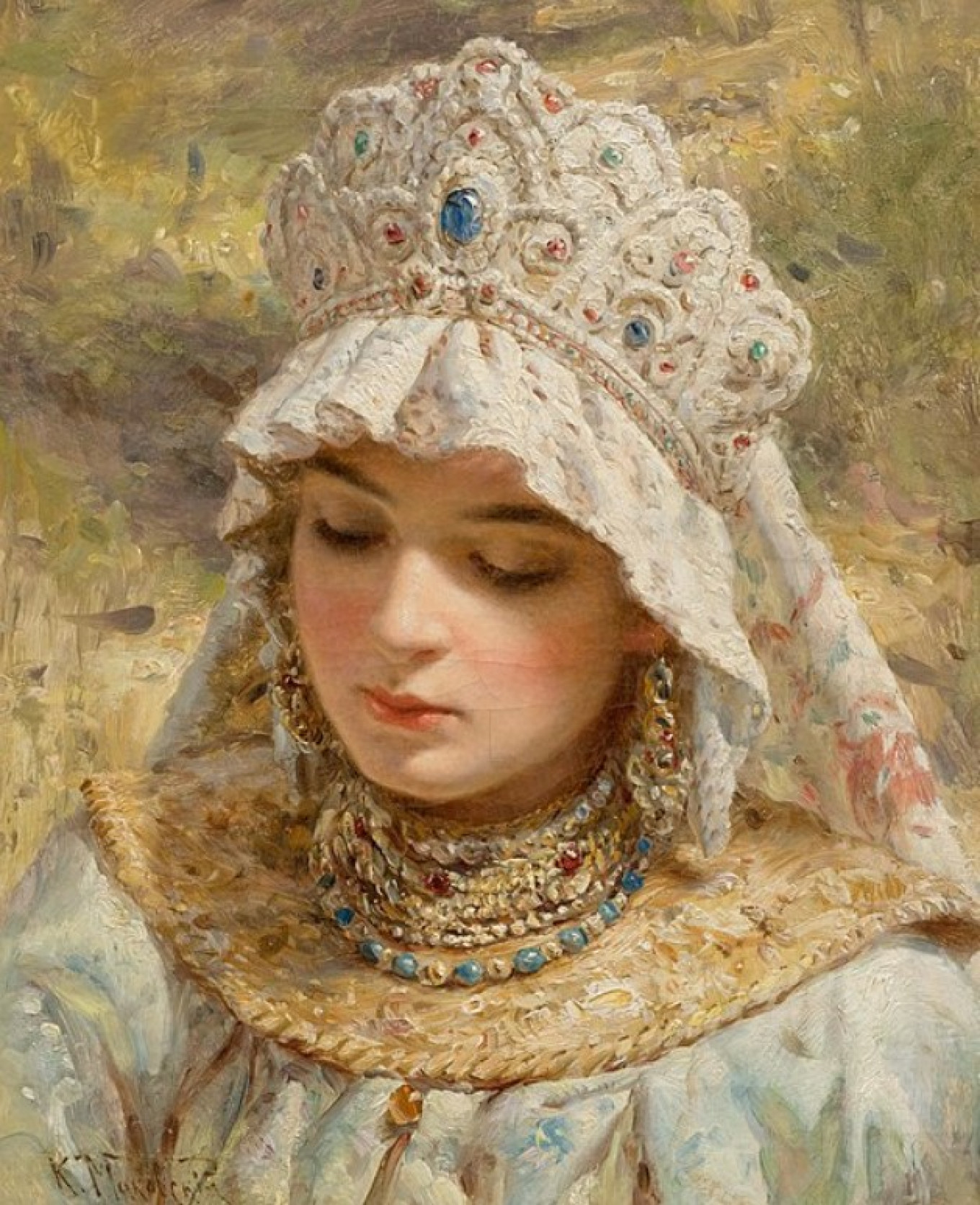 
					"Woman in a kokoshnik" by Konstantin Makovsky					 					wikicommons				