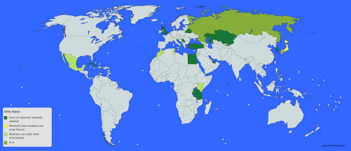 
					Countries whose citizens are currently allowed to enter Russia — and vice versa.					 					MT				