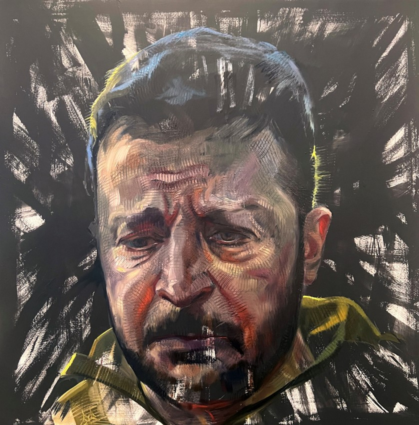 
					"President," oil on canvas, 42 x 42 inches					 					Courtesy of Zhenya Gershman				