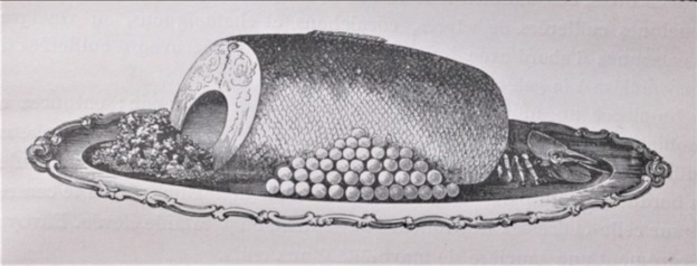 
					Fish buzhenina. Illustration from Urbain Dubois, "École des cuisinières" (1876)					 					Courtesy of Pavel and Olga Syutkin				