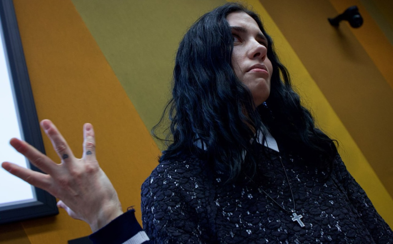 
					Pussy Riot founder Nadya Tolokonnikova.					 					@sotaproject / Telegram				