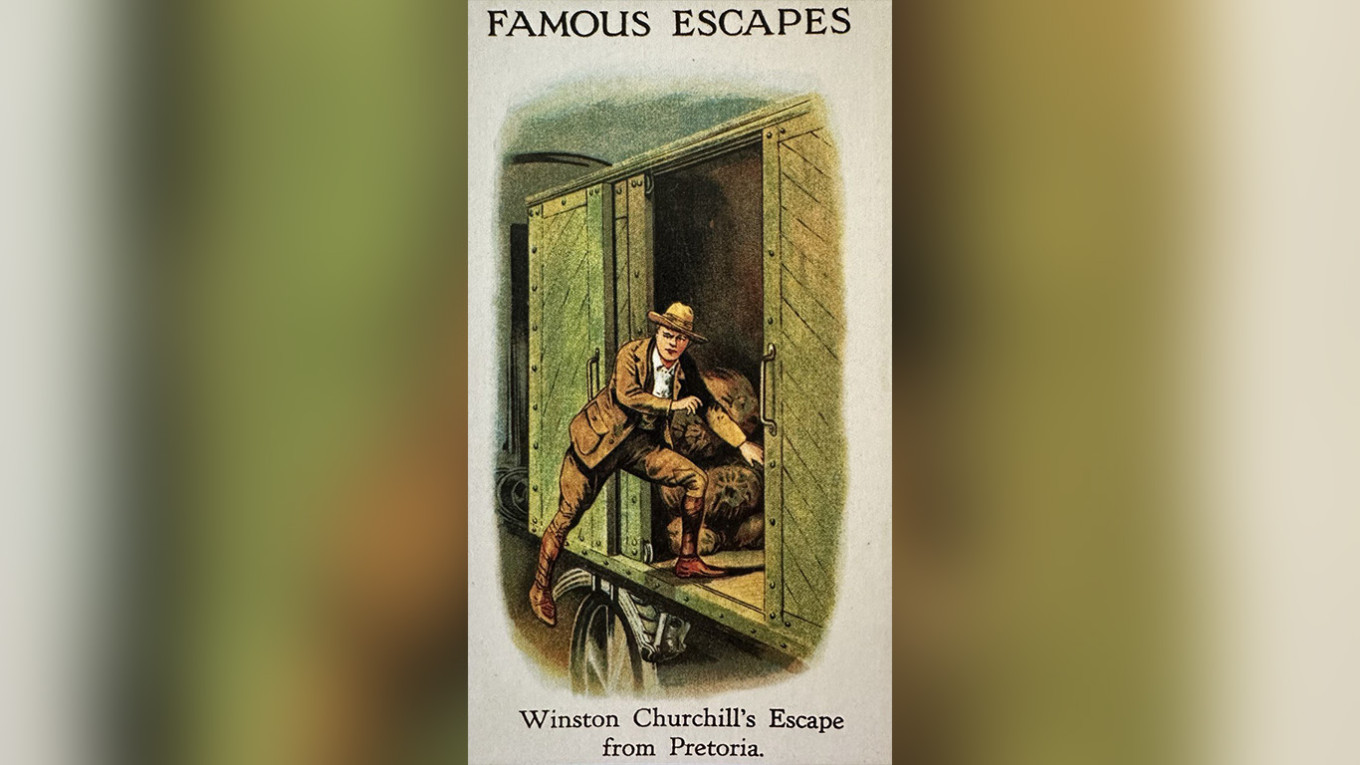 
					Winston Churchill's escape from Pretoria. British postcard from the Great Escapes series. 1926					 					churchill-collector.com				