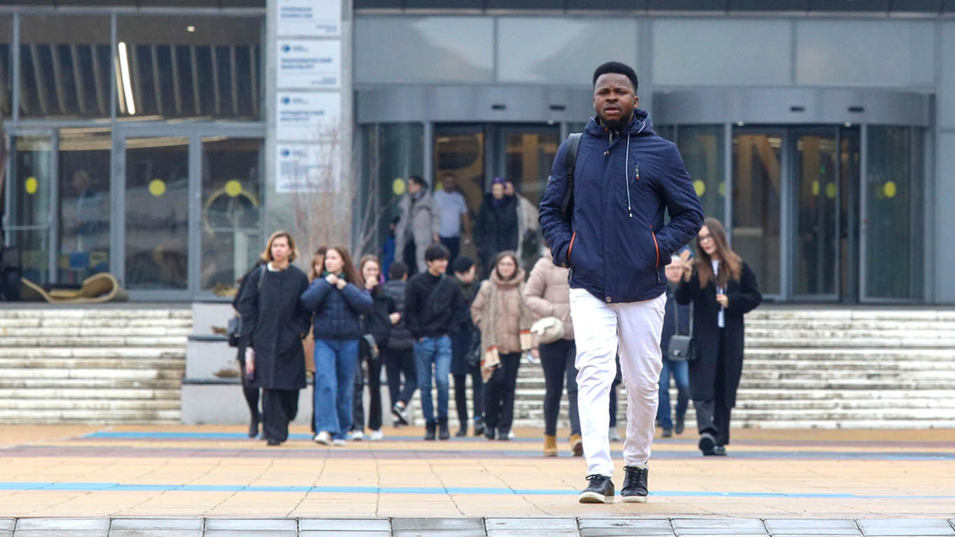 
					A student is seen outside the Peoples' Friendship University of Russia (RUDN University).					 					Kirill Zykov / Moskva News Agency				