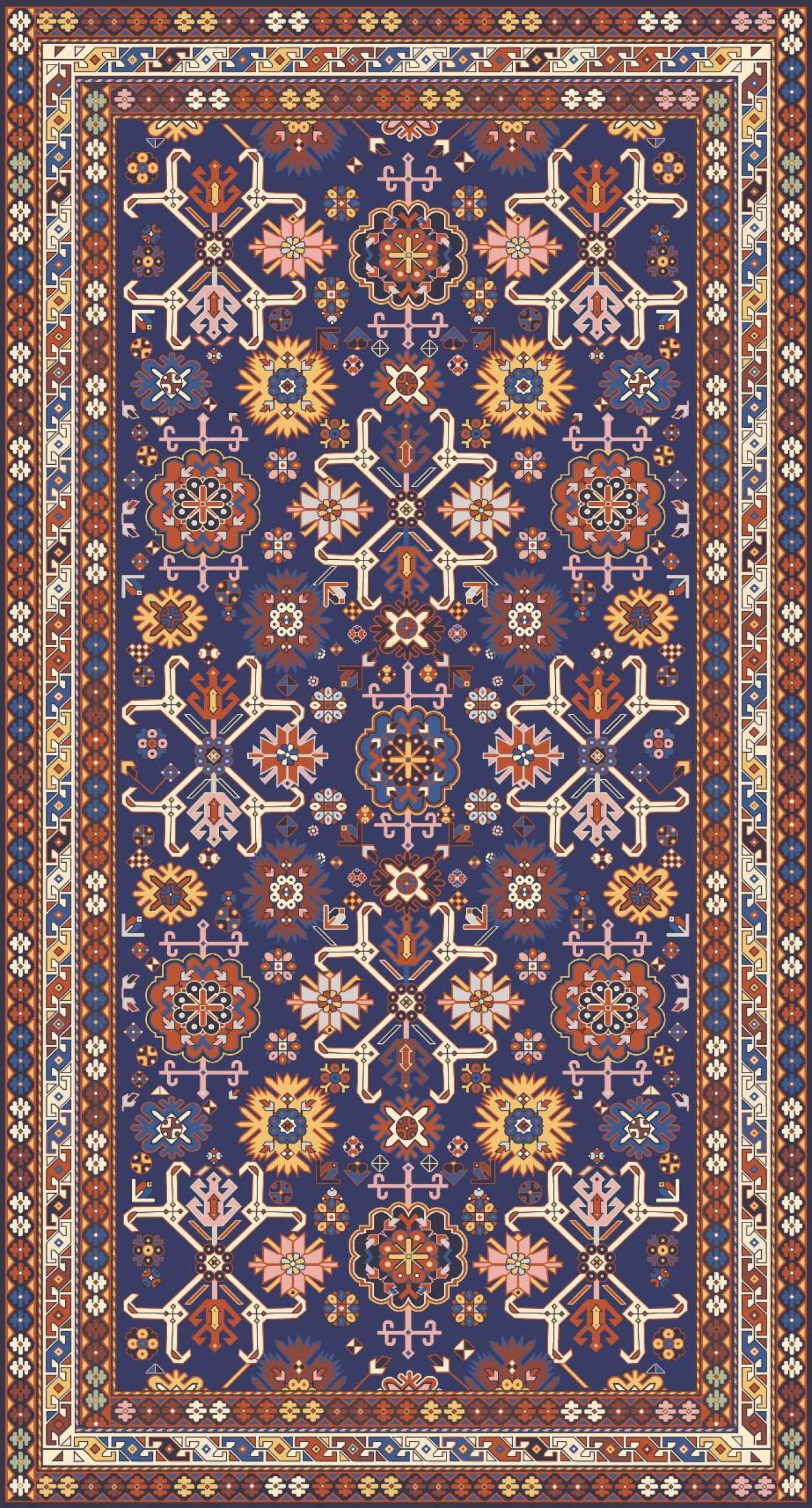 
					A carpet woven in 19th-century Dagestan.					 					Ornamika / mosaika.io				