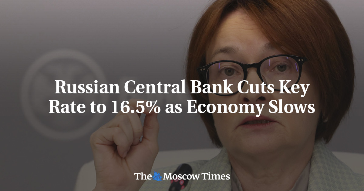 Russian Central Bank Cuts Key Rate to 16.5%, Down From 17%