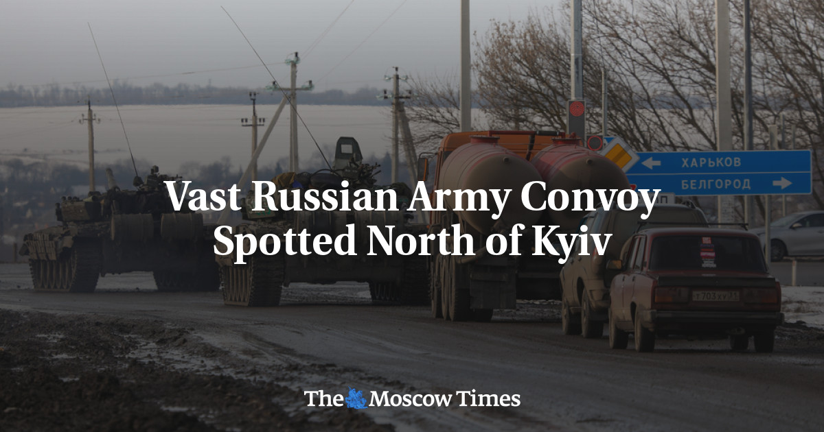 Konvoi besar tentara Rusia terlihat di utara Kiev