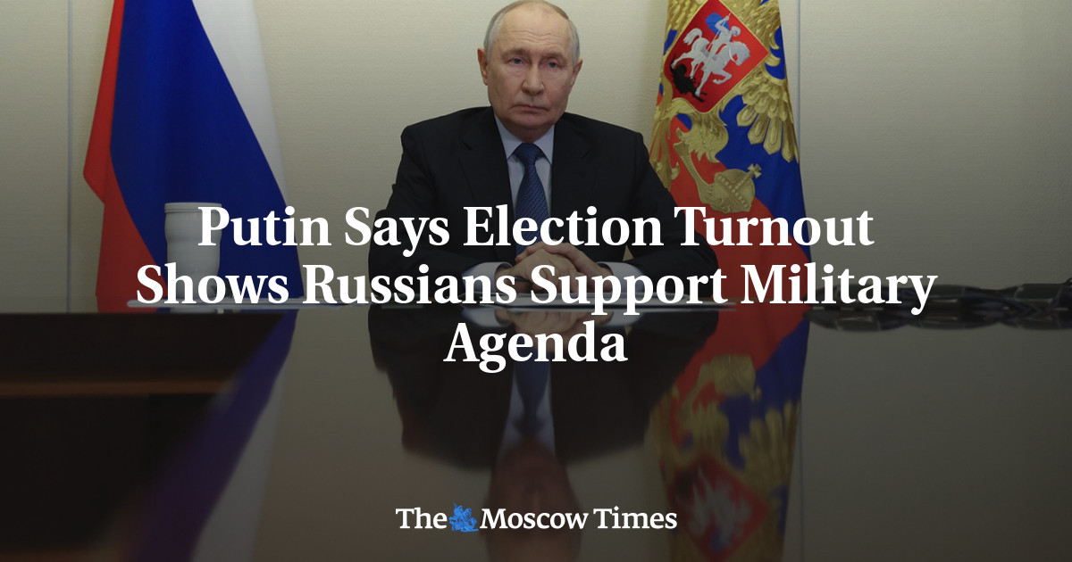 Putin Says Election Turnout Shows Russians Support Military Agenda