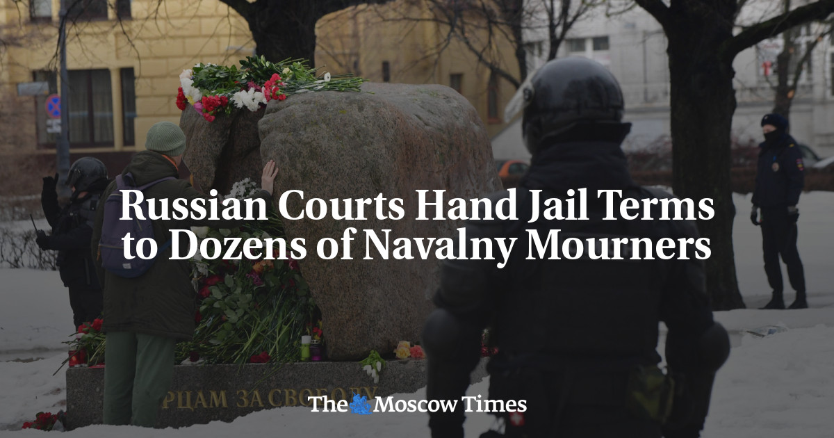 Russian Courts Hand Jail Terms to Dozens of Navalny Mourners