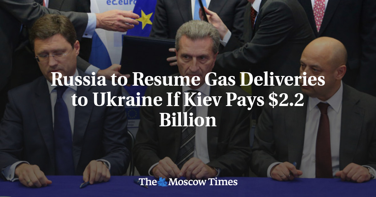 Russia to Resume Gas Deliveries to Ukraine If Kiev Pays $2.2 Billion