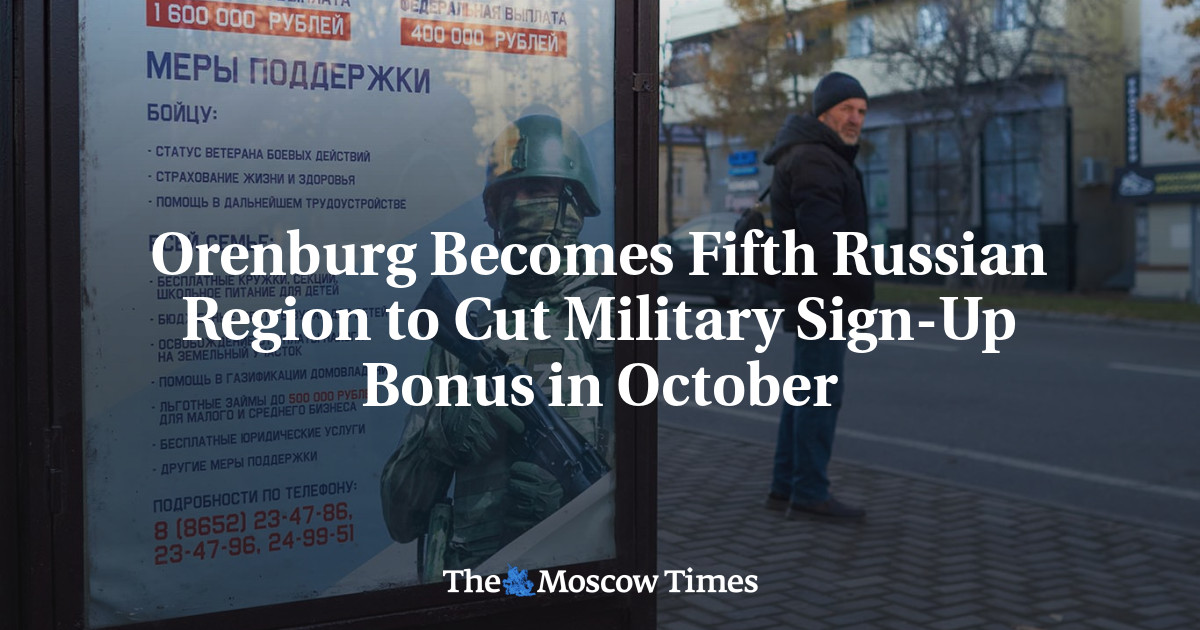 Orenburg Becomes Fifth Russian Region to Cut Military Sign-Up Bonus in October