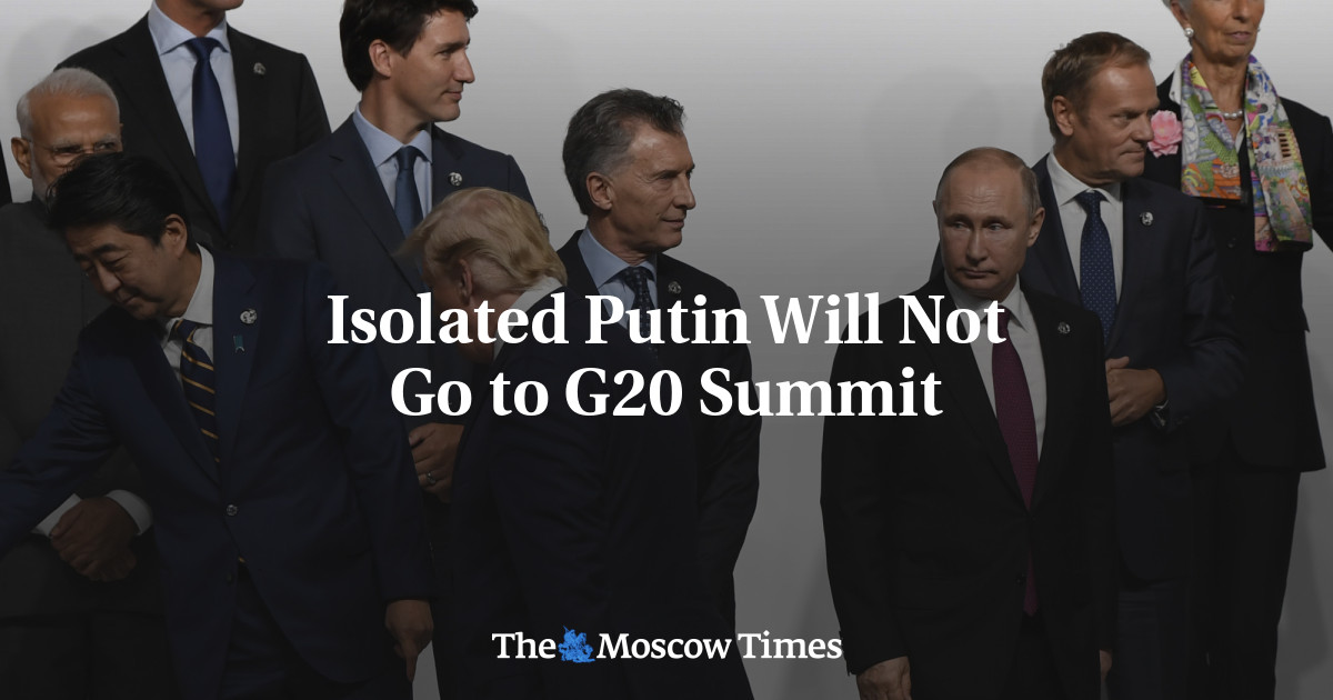 Isolated Putin Will Not Go to G20 Summit