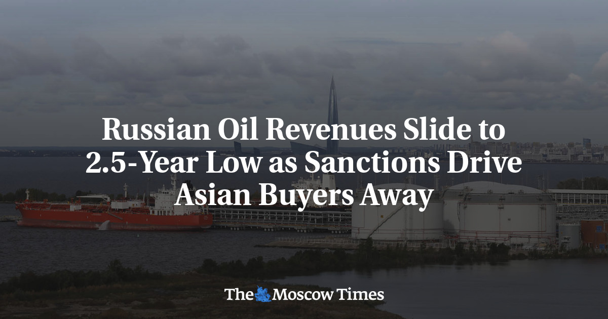 Russian Oil Revenues Slide to 2.5-Year Low as Sanctions Drive Asian Buyers Away