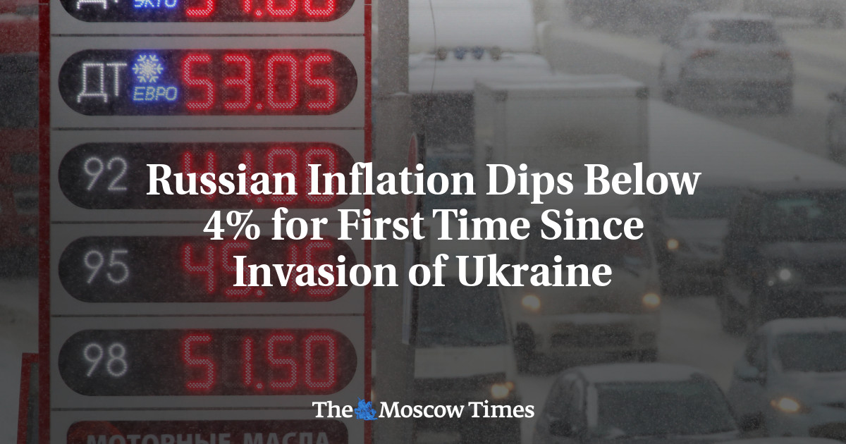 Инфляция в России упала ниже 4% впервые после вторжения в Украину